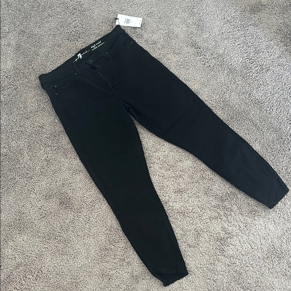 7 For All Mankind Black Skinny Jeans Sleek Fit